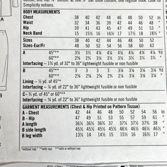 Simplicity 8879 Retro Zoot Suit Pattern Size 38-44 NWT NOS - Picture 6 of 6